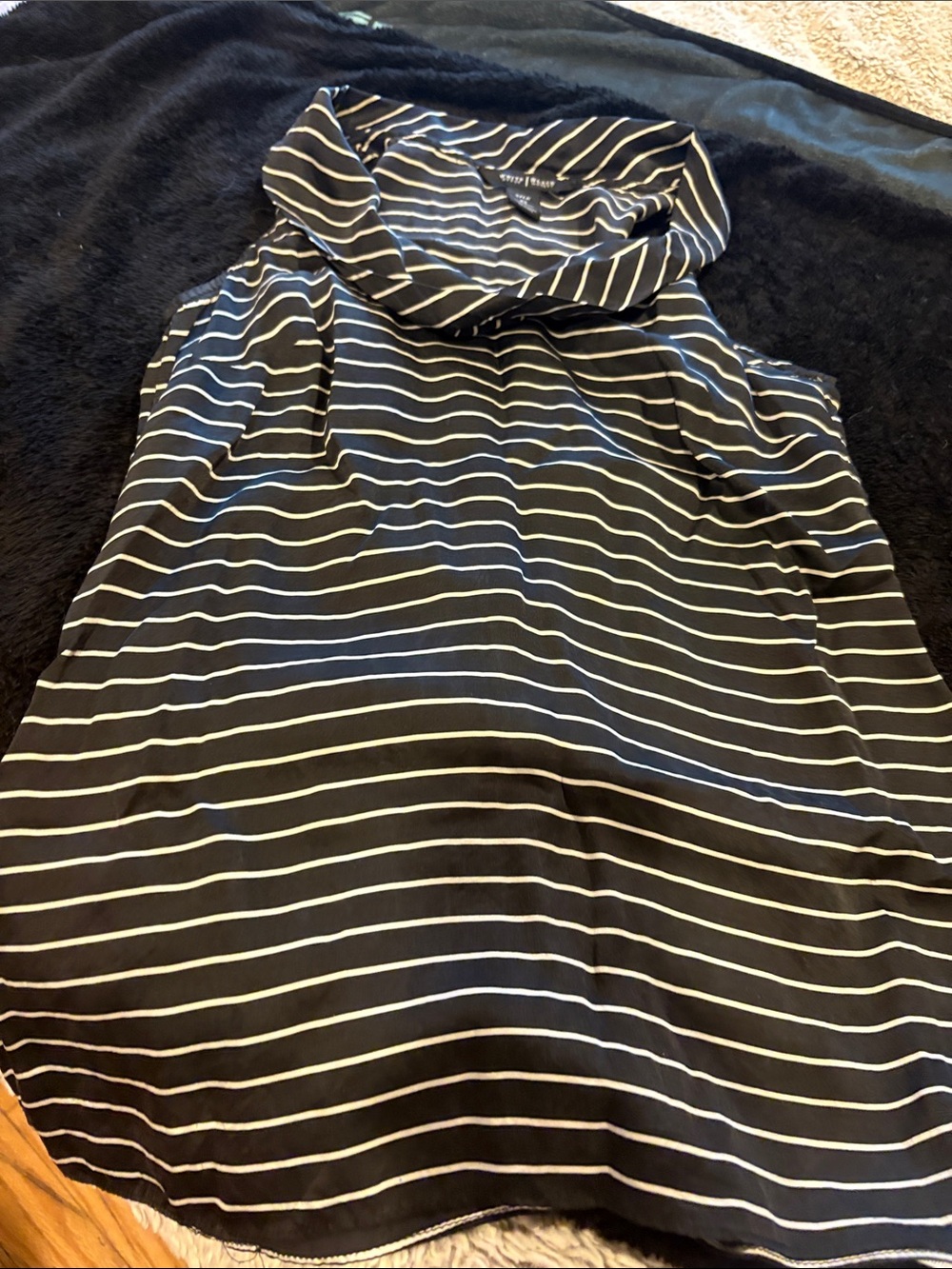 White House Black Market Black & White‎ Striped Silk Shirt
